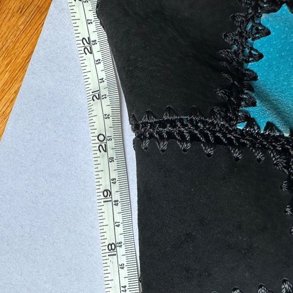 Vintage Suede Patchwork Jacket Size Medium Multicolor Boxy 70s Boho Artsy - Picture 8 of 13